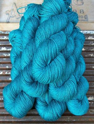 NEW! BEYUL - sw Merino/ Baby Yak / Silk fingering ...'Turquoise Tarn' - heathered rich turquoise by Kettle Yarn Co.