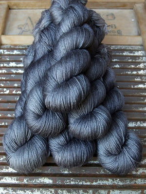 ISLINGTON - sw BFL / Silk fingering ...'Old Smoke' dark grey by Kettle Yarn Co.